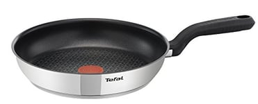 Tefal 26cm Comfort Max Stainless Steel Non-Stick Saute Pan and Lid, Silver & Comfort Max, Induction Frying Pan, Stainless Steel, Non Stick, 30 cm
