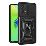 SKALO Motorola Moto G73 5G Armor Hybrid Metallring Kameraslider - Svart Svart