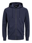 Jack and Jones Men Zip Hoodie Navy Blazer XL