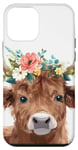 iPhone 12 mini Spring, Highland Cow | Elegant Scottish Highland Cow, Floral Case