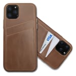 LUCKYCOIN Slim Leather iPhone Case for iPhone 11 Pro Max Hand Crafted Vintage Top Grain Leather ID Card Slots Back Case Grip Cover for 2019 New Apple iPhone 11 Pro Max dark brown