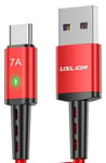 USB-C 3.1 til USB-A 2.0 fast charge kabel - 7A - Rød - 0.30 m