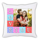 i-Tronixs® Personalised Valentines Cushion Cover Pillow For Boyfriend Girlfriend Husband Wife Wedding Gift Customise Your Picture/Name Photo Image Couple Present (40cm X 40cm) (Pillow Insert 006)