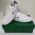 Women's Lacoste Graduate Leather Trainers in White and Green UK 8 New £42.00