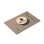 Värmebeständiga Placemats i Läder Set om 6 Vattentäta Torkbara Tvättbara PU Bordsunderlägg Lätta att Rengöra Halkfria Lera Färg Mud color