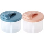 2 Boîtes de lait en poudre à quatre compartiments (bleu + rose) Fei Yu