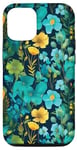 Coque pour iPhone 12/12 Pro Motif fleurs sauvages turquoises