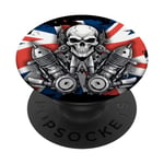 Crâne de moto patriotique britannique PopSockets PopGrip Interchangeable