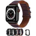 Fullmosa Leather Watch Strap Compatible with Apple Watch Straps 38mm 40mm 41mm, Nato Replacement Band Compatible for iWatch Series SE Series 7/6 5/4/3/2/1 & Protective Case