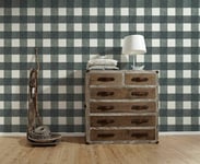 AS Creation Tartan Country Plaid Check Squares Wallpaper Anthracite Grey 36715-4