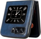 Housse Pour Motorola Moto Razr 2022 Etui, Cuir Pc + Tpu Cadre Protection Coque, Bleu