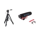 Velbon DV-7000N Video Tripod with PH-368 Fluid Head & Rode VideoMic GO Lightweight On-Camera Microphone with Integrated Rycote Shockmount