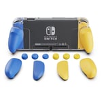 Fortnite Jaune Bleu - Housse De Protection Transparente En Cristal Pour Nintendo Switch, Avec Poignées Remplaçables