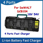 4 Port Flexvolt XR Li-ion 18v 54v Battery Fast Charger DeWalt DCB104