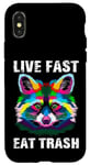 Coque pour iPhone X/XS Live Fast Eat Trash Poubelle Ratons laveurs Raccoon