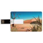 32G USB Flash Drives Credit Card Shape Reptiles Memory Stick Bank Card Style Grumpy Snake Looking from Grass at Desert Tropical Nature Poison Reptiles Wildlife Home,Multi Waterproof Pen Thumb Lovely J