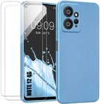 Coque pour Xiaomi Redmi Note 12 Silicone Bleu Souple Antichoc + 2 Vitres d'écran Verre Trempé