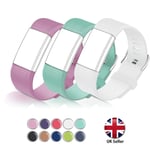 STAY Active Replacement Straps Compatible With Fitbit Charge 2 | For Men and Women | UK Brand - Silicone Diamond (Pink, Teal & White - Large)
