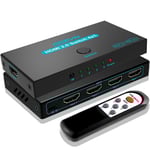 MONDODIGITALE-Multiprise Hdmi 4 Port Pour Tv, Switch Hdmi 4K Avec Telecommande, Hdmi Splitter 4K 60Hz, Repartiteur Hdmi 4 Entree 1 Sorties, Commutateur Hdmi, Commutateur Hdmi Avec Télécommande, Pour Ps5, Tv