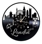 Smotly Vinyl wall clocks, large clocks with London city themed wall decoration, for home walls. (Gift hook),A