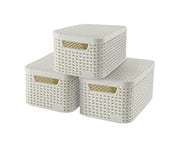 CURVER | Set of 3 Style S Storage Boxes with Lids, White, Plastic