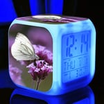 Wake Up Light Flower Butterfly Alarm Clock for Children's Birthday Gift Color Changing Mood Lamp Digital Alarm Clock A
