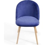 Helloshop26 - Lot de 8 chaises de salle à manger en velours pieds en bois hêtre style moderne chaise scandinave pour salon chambre cuisine bureau bleu