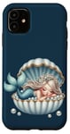 Coque pour iPhone 11 Sirène endormie dans un récif de corail sous-marin en coquillage