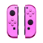 eXtremeRate Chrome Pink Glossy Joy con Handheld Controller Housing with Full Set Buttons, DIY Replacement Shell Case for Nintendo Switch Joycon & Switch OLED Joy con - Console Shell NOT Included