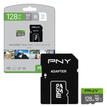 128GB PNY Elite Micro SD Memory Card 100MB/s Class 10 UHS-1 U1 HD 4K +SD Adapter