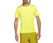 Nike Dri Fit Rise T-Shirt Neon Yellow Mens Running Activewear | M - Medium