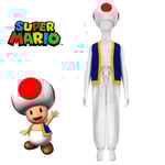 Vuxen Super Mario Bros 2 Toad Cosplay Party Kostym Toppar+byxor+Hatt Outfit Set Presenter L