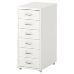 Ikea HELMER Drawer unit on castors, 28x69 cm white, Drawer stops prevent the drawer from being pulled out too far.