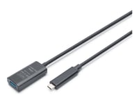 Digitus - Usb-Förlängningskabel - 24 Pin Usb-C (Hane) Till Usb Typ A (Hona) - Usb 3.2 - 5 M - Aktiv, Upp Till 10 Gbps Dataöverföringshastighet - Svart