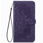 Alamo Mandala Xiaomi Redmi Note 9T 5G Folio Case, Premium PU Leather Cover with Card & Cash Slots - Purple