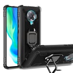 TANYO Phone Case for Xiaomi Poco F2 Pro/Pocophone F2 Pro 5G, TPU Silicone Cover with 360° Kickstand, Shockproof Bumper Shell, Rugged Armor Protective Cases, Black