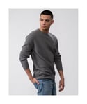 Gant Mens Cotton Pique Crewneck Sweatshirt in Grey - Dark Grey - Size 2XL