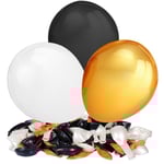 50-Pack Ballonger - Svart, guld & silver - Nyår multifärg