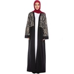 Women Abaya Long Dress Casual Muslim Black L