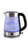 Sensio Home Electric Cordless Glass Kettle 1.7L Quiet Fast Boil with 3000W Rapid Boil Element, Includes Filter, Blue Illumination Jug with Swivel Base and Flip Top Lid, BPA Free