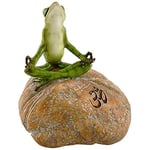 Top Collection Statue de jardin féérique miniature pour terrarium Meditating Frog on Rock with Om Symbol