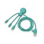 Xoopar Mr Bio 1m Câble Multi USB 4en1 en Forme de Pieuvre Vert Menthe Chargeur Universel Conçu avec des Matériaux Durables Prise USB Universel pour Smartphone