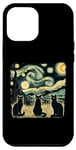 Coque pour iPhone 14 Plus Trois chats Van Gogh Nuit étoilée Amoureux des chats Vintage
