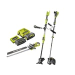 Ryobi - Pack 36V Débroussailleuse - Taille-haies - Coupe bordures - 2 Batteries 4,0Ah - 2 Chargeurs