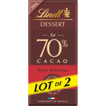 Tablette De Chocolat Noir 70% Cacao Intense Dessert Lindt - Le Lot De 2 Tablettes De 100g
