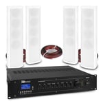 Column Wall Mount Speakers & 100v 5 Channel Mixer Amplifier PA System (4x ICS4)