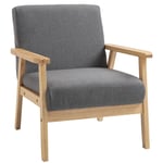 Minimalistic Accent Chair Wood Frame Thick Linen Cushions
