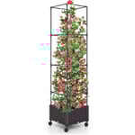 Spaljé med blomlåda på hjul Höjdjusterbar trädgårdsobelisk 40 x 40 x 170 cm