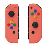eXtremeRate Soft Touch Grip Coral Joy con Handheld Controller Housing with ABXY Direction Buttons, DIY Replacement Shell Case for Nintendo Switch Joycon & Switch OLED Joy con