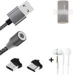 Data charging cable for + headphones Cubot Pocket + USB type C a. Micro-USB adap